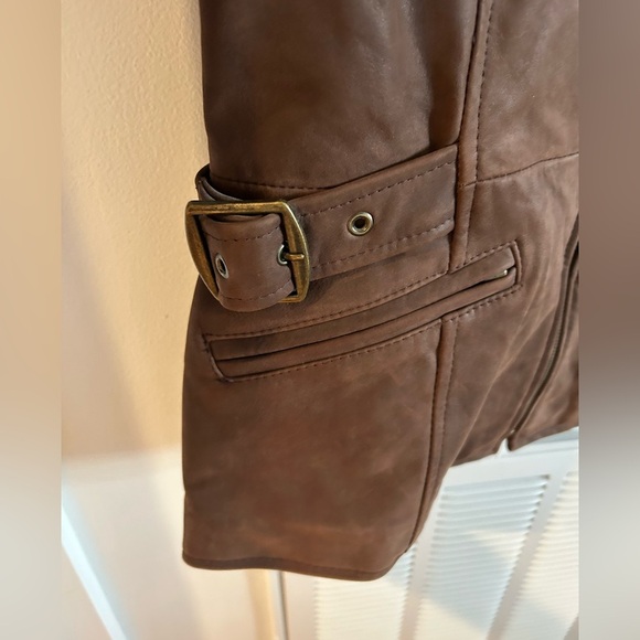 Vintage Selection leather zip up jacket buckles pockets medium - Picture 2 of 6